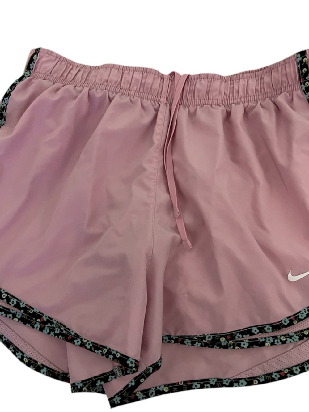 Nike Light Pink Women's Athletic Shorts with Floral Trim